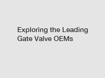 Exploring the Leading Gate Valve OEMs