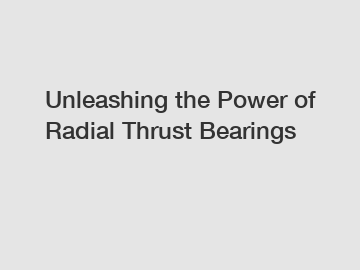 Unleashing the Power of Radial Thrust Bearings