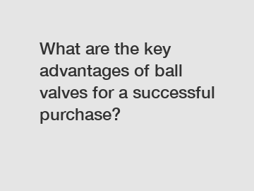 What are the key advantages of ball valves for a successful purchase?